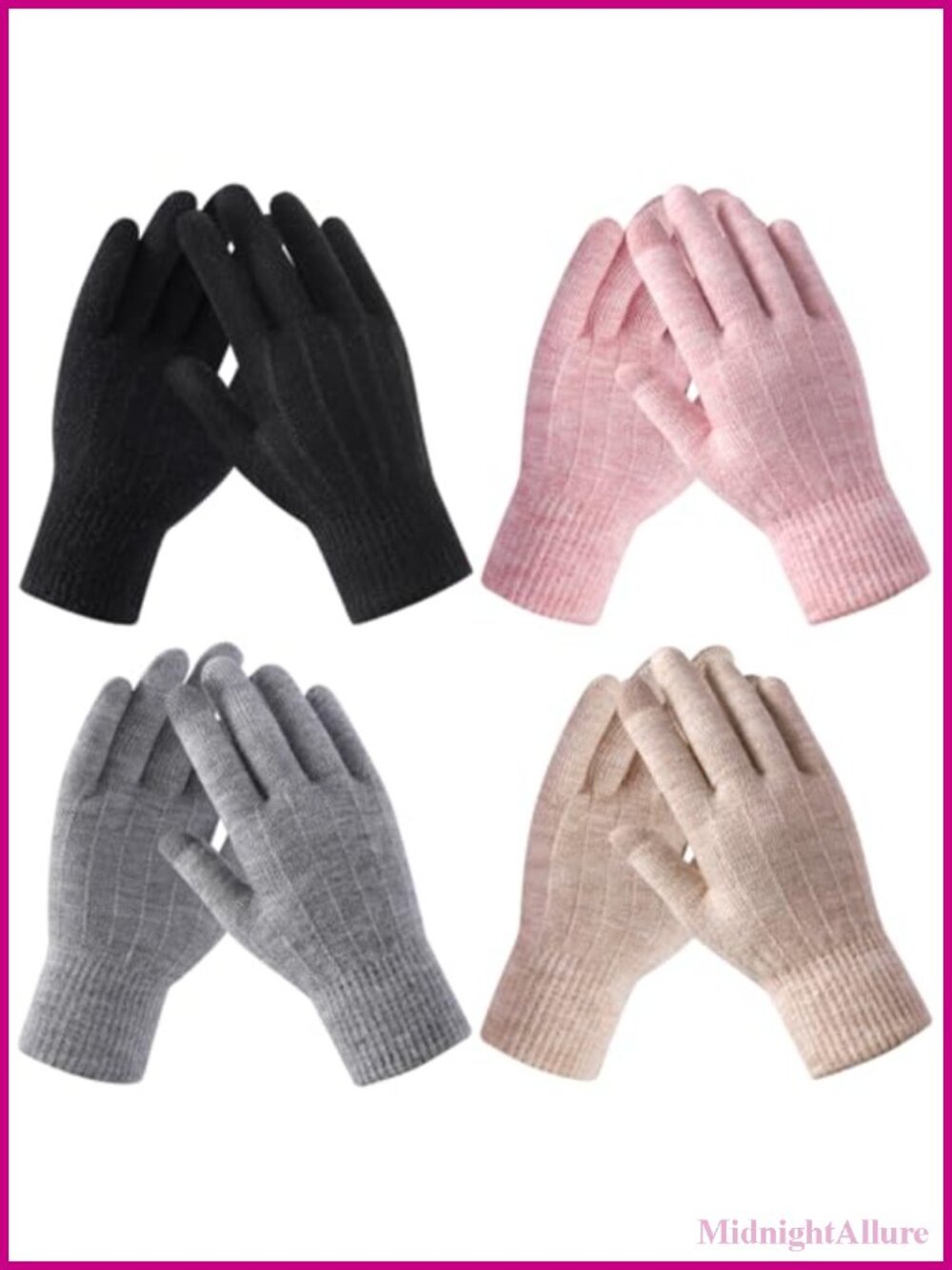 4 Pairs Winter Gloves Touchscreen Acrylic Cold Weather Gift